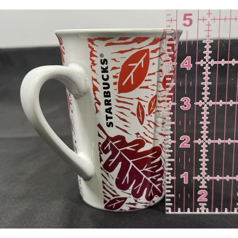 Starbucks Coffee Mug 11oz White Red Autumn Leaves Fall Seasonal VTG
